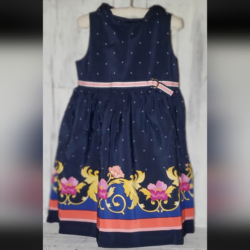 Janie and Jack Fall Prep Navy Blue Floral Dress 2T